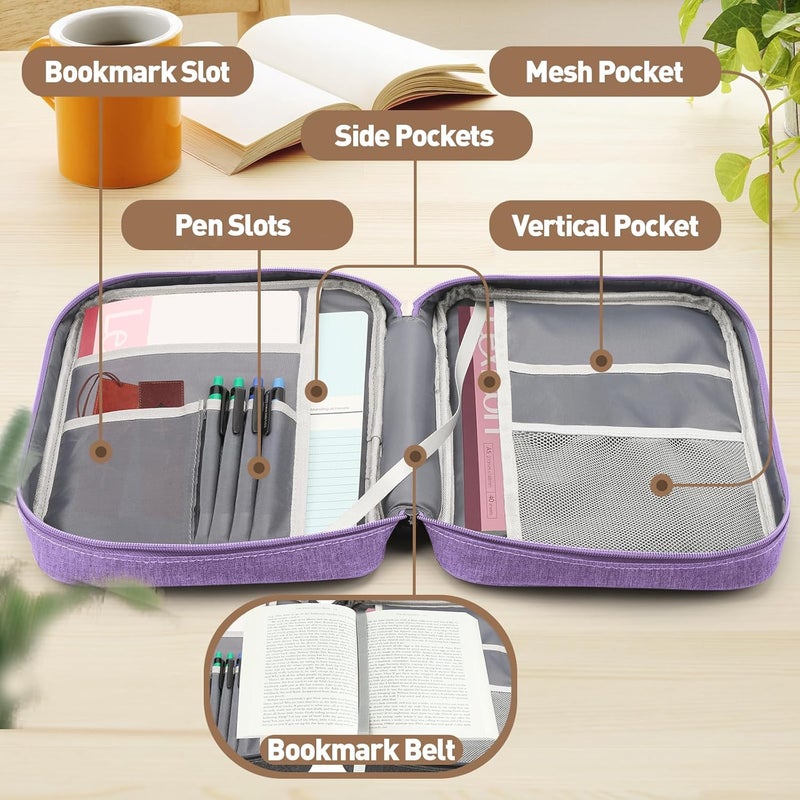 MOSLA Bible Cover Bag with for Women Men, Scripture Study Carrying Book Cover Church Bag with Handle and Pocket for Fathers Mothers Mom Kids, Catholic Church, Christian Gifts (violet, M) - Image 3